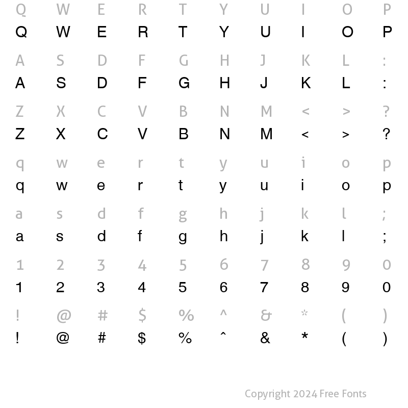 Character Map of TxFntN8 Regular