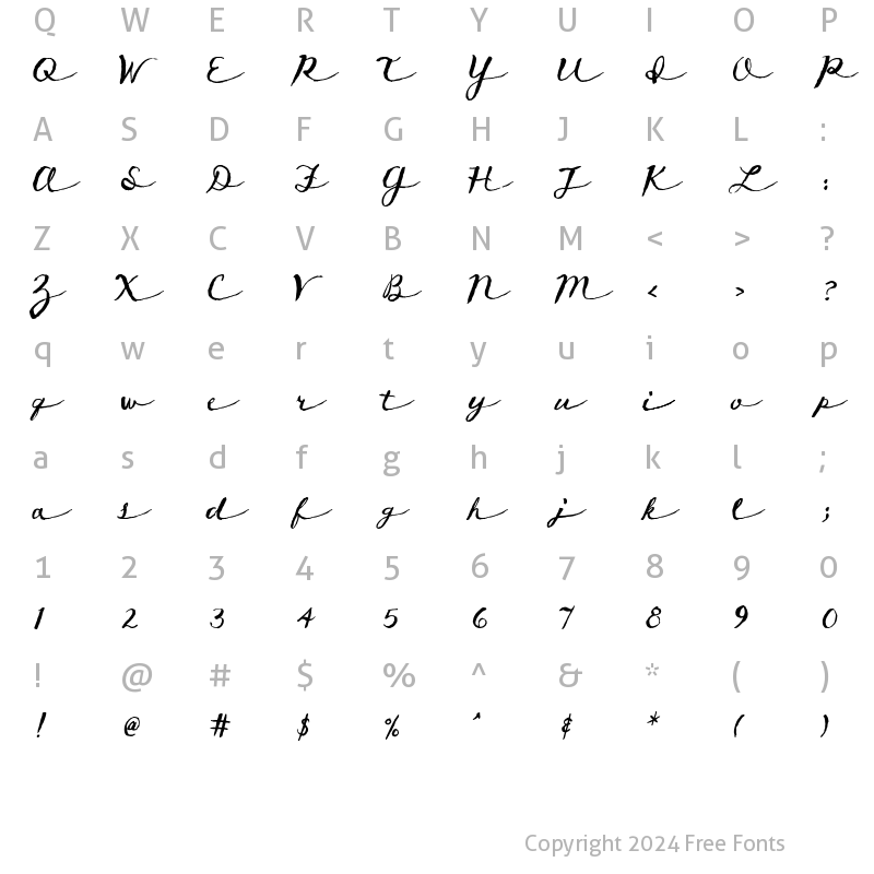 Character Map of TXT LongHand Regular