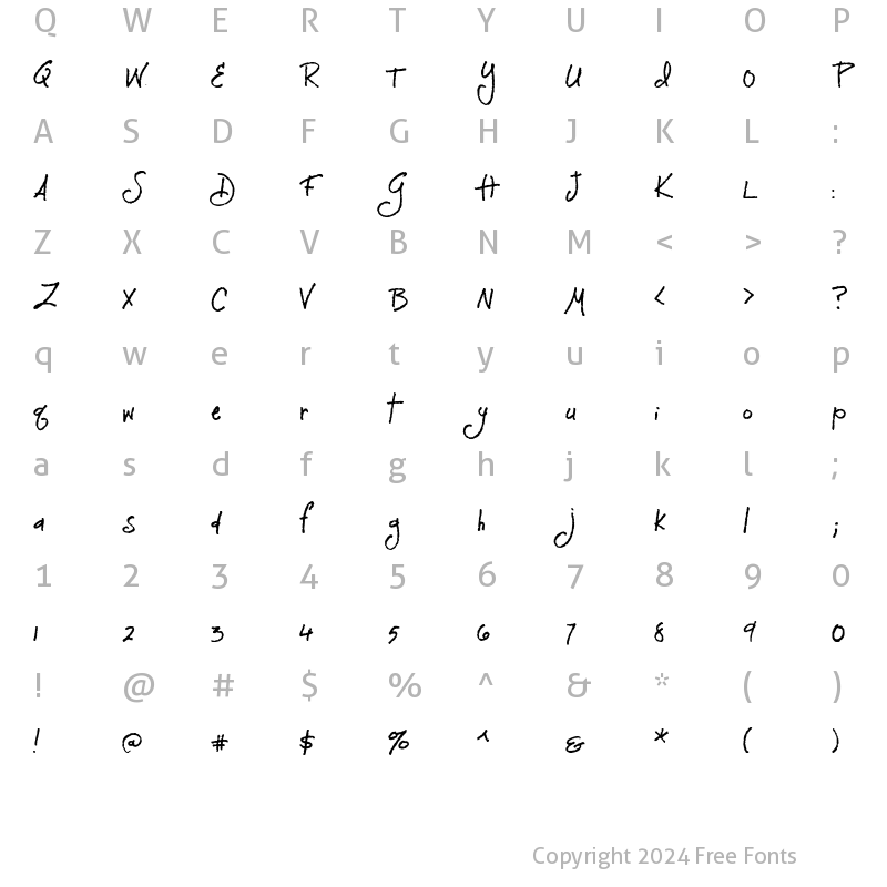 Character Map of TXT Monique Regular