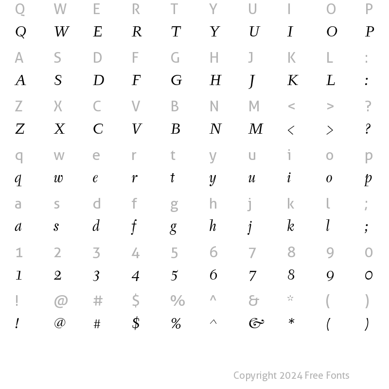 Character Map of Tyfa ITC Std BookItalic