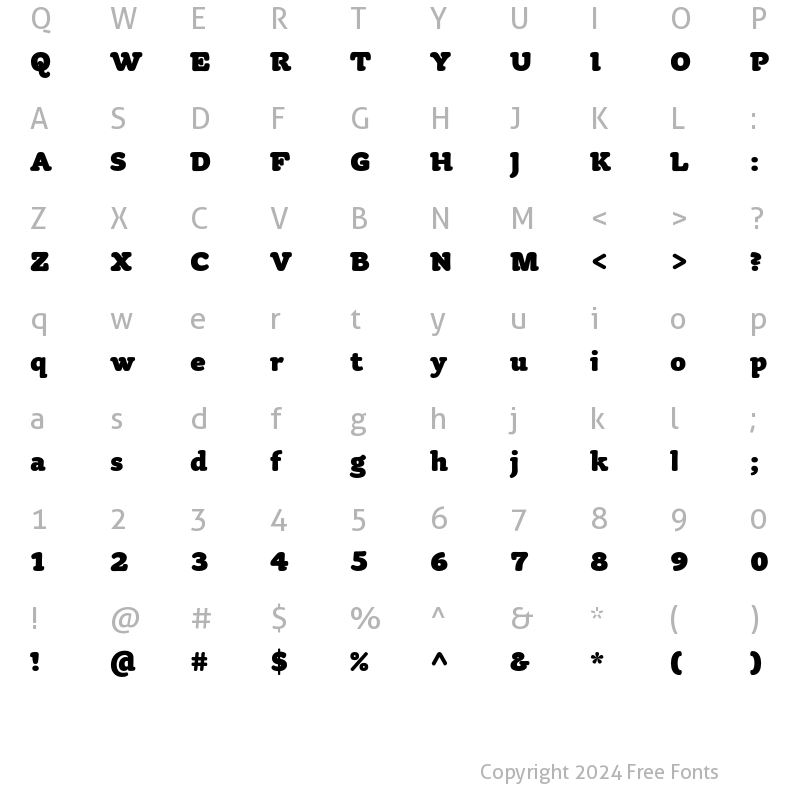 Character Map of Tyke ITC Std Black