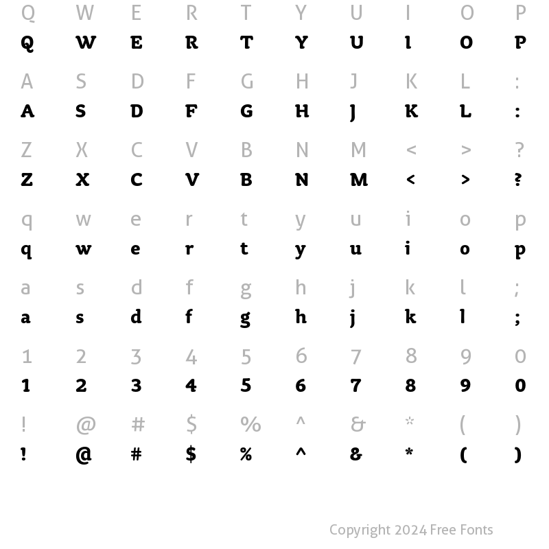 Character Map of Tyke ITC Std Bold