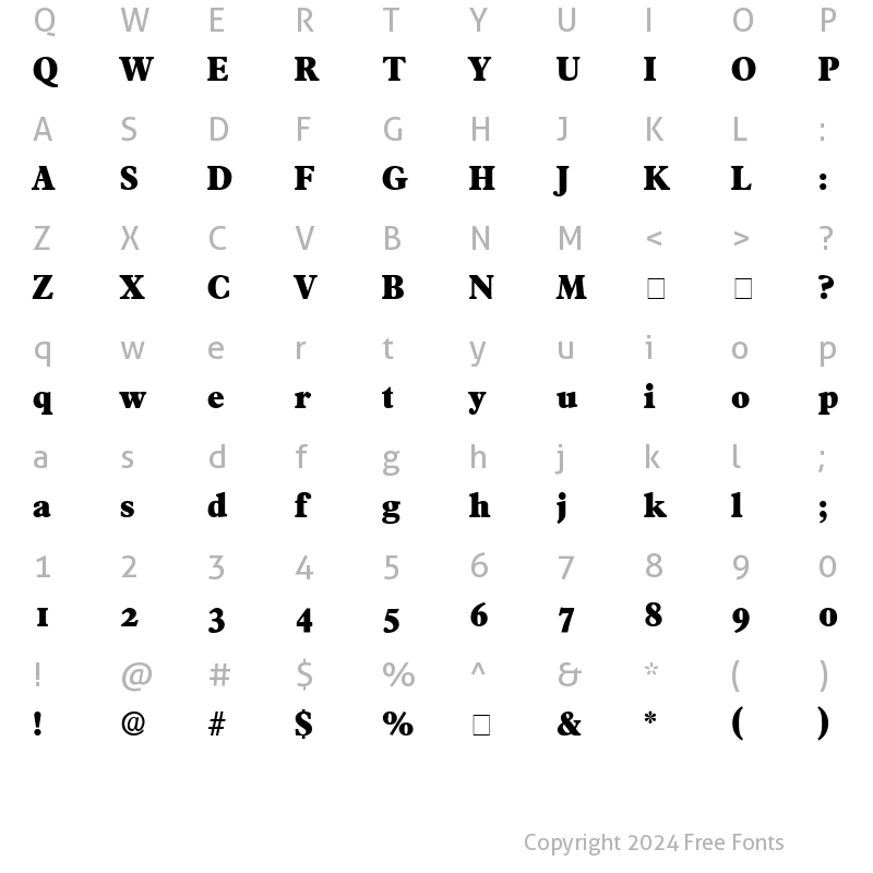 Character Map of Tympan Display SSi Regular