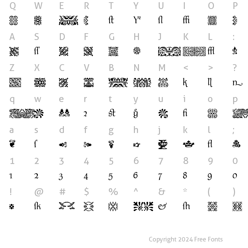 Character Map of Tyndale Xtra P22 Regular