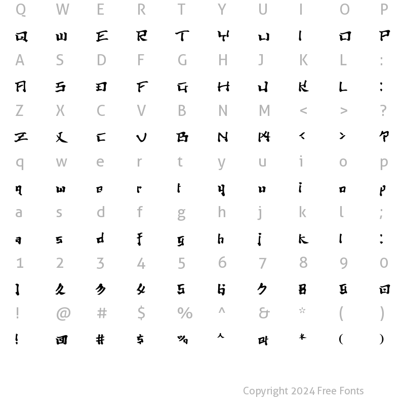 Character Map of TYO Tokiwa Regular