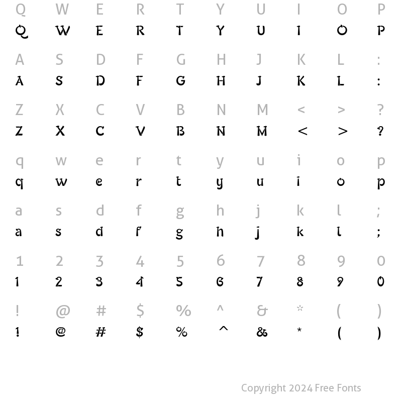 Character Map of Typados ITC Std Regular