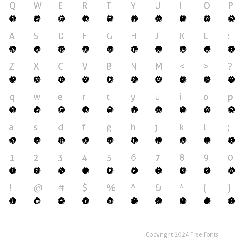 Character Map of Type Keys Filled Regular