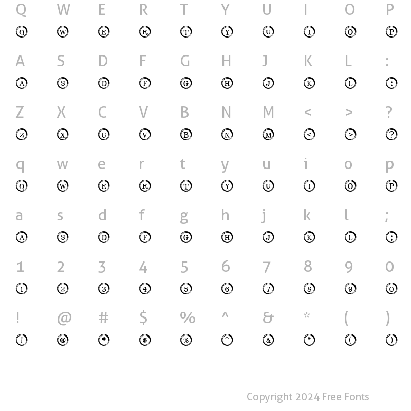 Character Map of Type Keys Regular