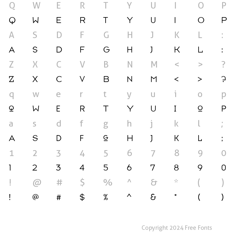 Character Map of TypefaceSeven Regular