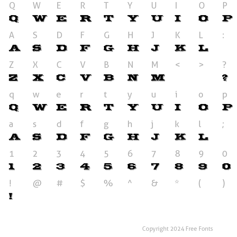 Character Map of TypeNo10 Regular