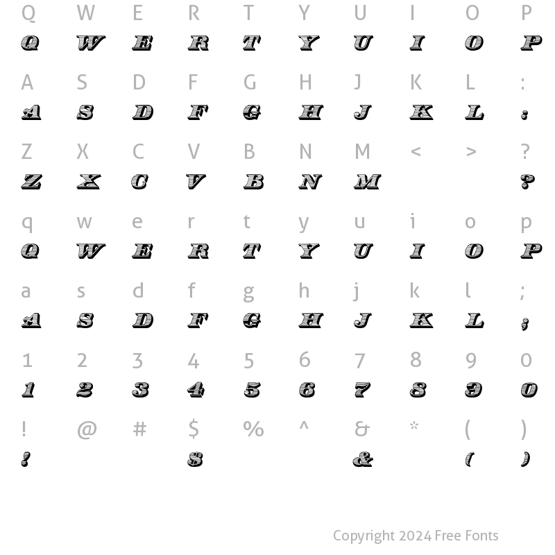 Character Map of TypeNo13 Regular