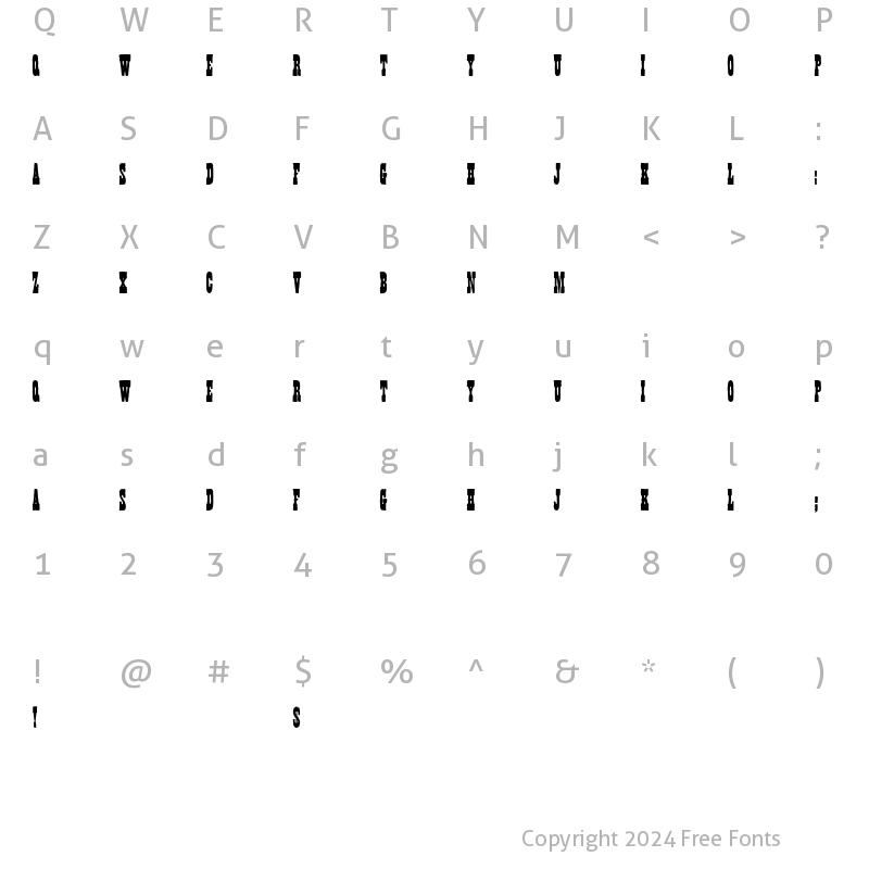 Character Map of TypeNo14 Regular