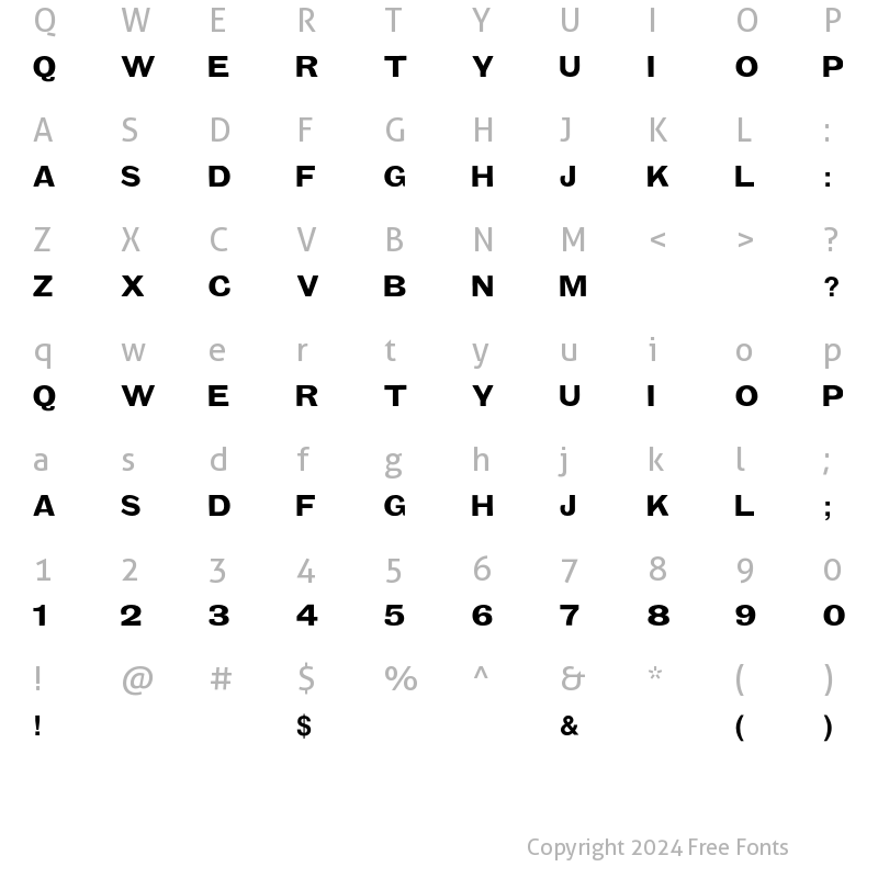 Character Map of TypeNo3 Regular