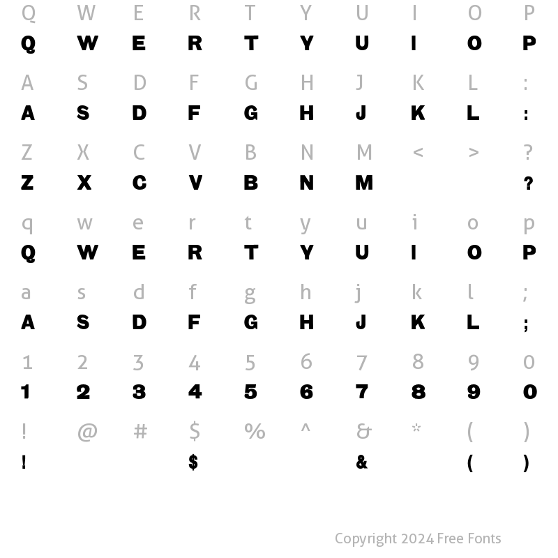 Character Map of TypeNo4 Regular