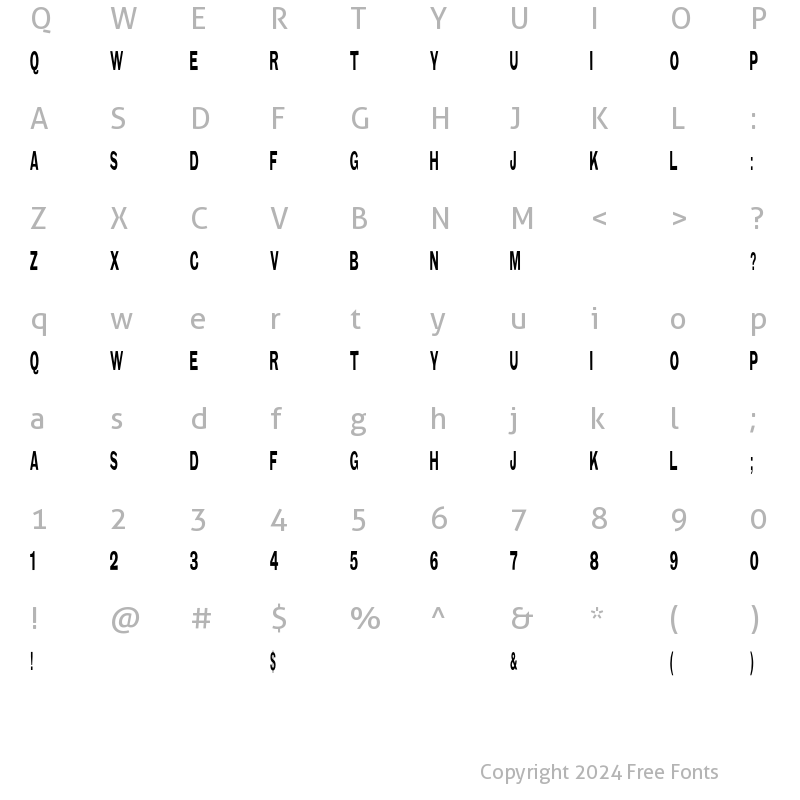 Character Map of TypeNo5 Regular