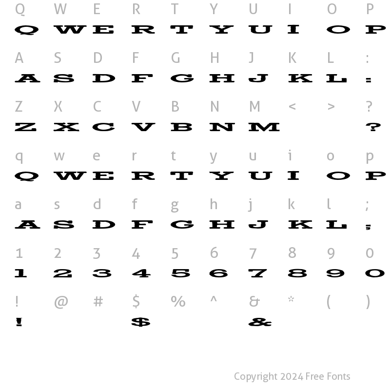 Character Map of TypeNo6 Regular