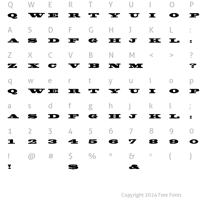 Character Map of TypeNo7 Regular