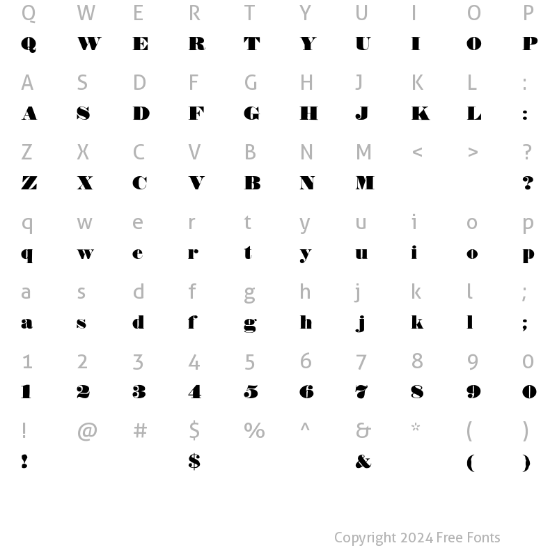 Character Map of TypeNo8 Regular