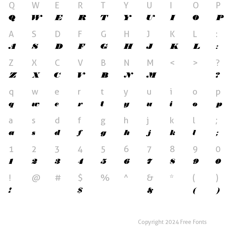 Character Map of TypeNo9 Regular