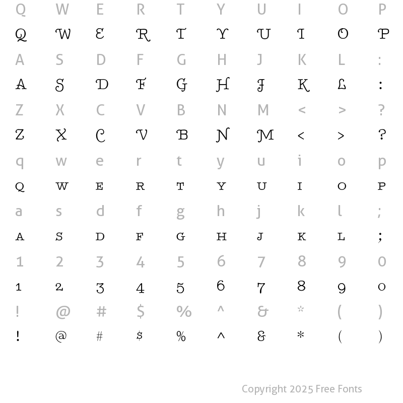 Character Map of TypenradSpecial Regular