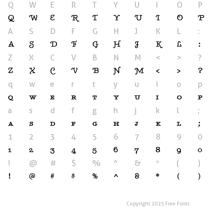 Character Map of TypenradSpecialBold Regular