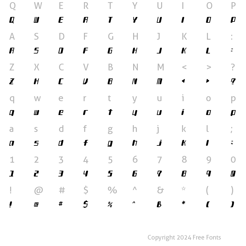 Character Map of TYPEOUT2097 ALP Italic