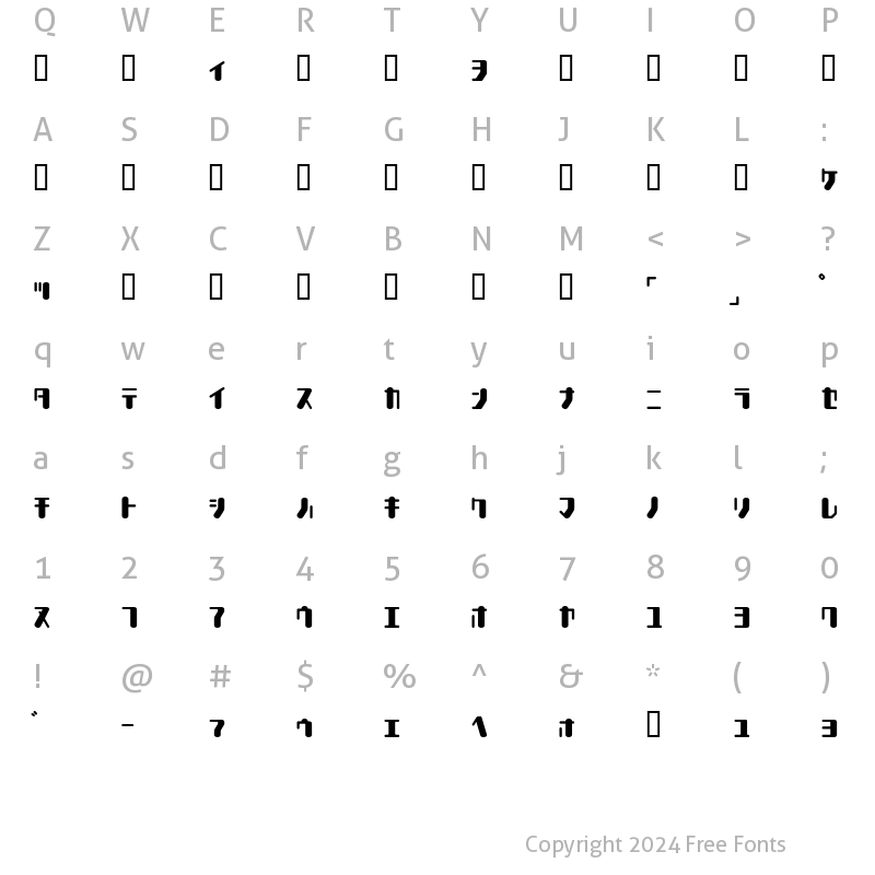 Character Map of TYPEOUT2097 KAT Regular