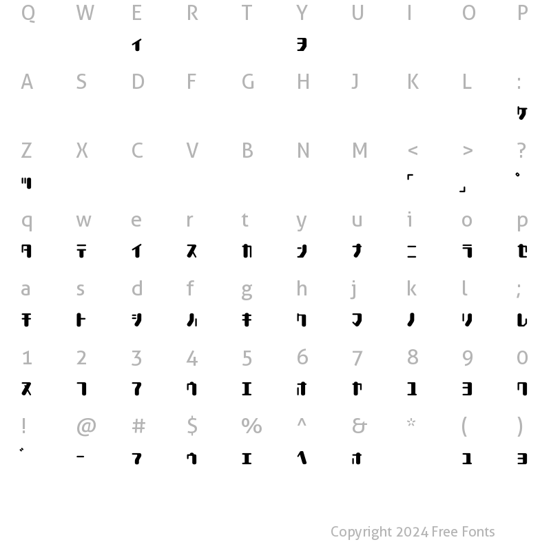 Character Map of TYPEOUT2097KAT Regular