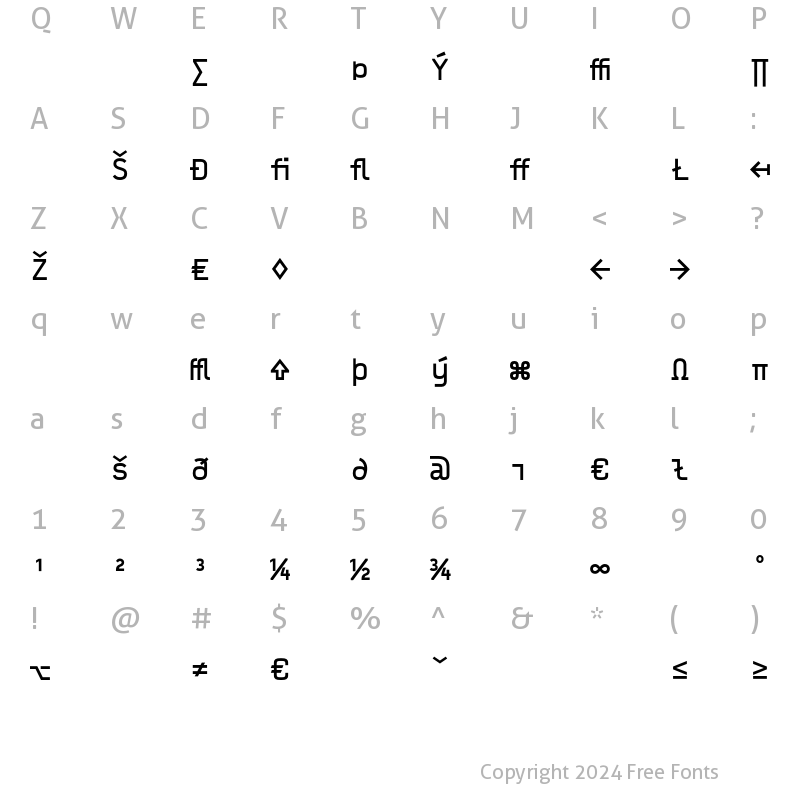 Character Map of Typestar OCRExpert Regular