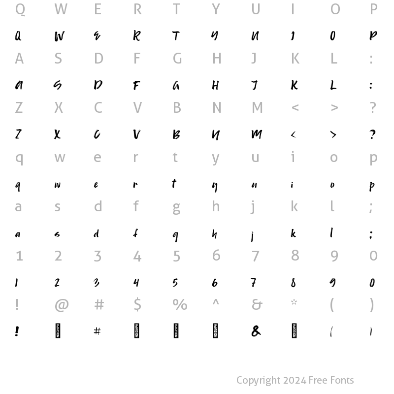 Character Map of Typetop Regular