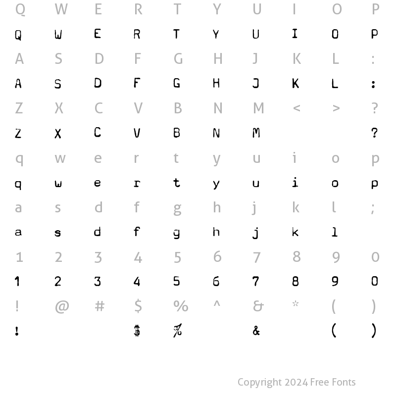 Character Map of Typewriter - a602 (dead postman 2004) Regular