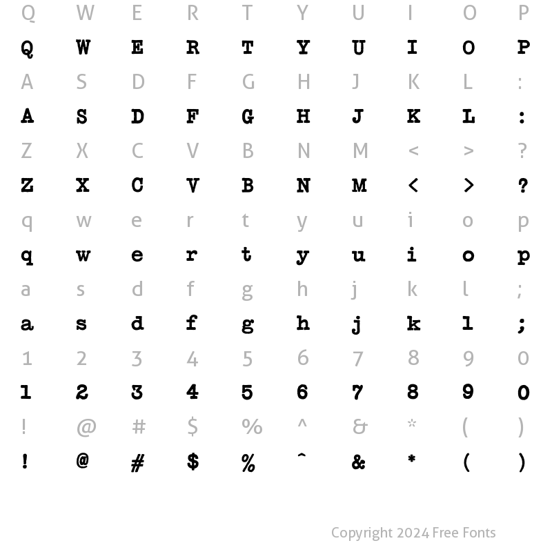 Character Map of Typewriter Bold