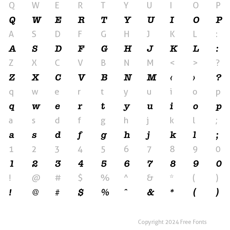 Character Map of Typewriter-DemiBoldIta Regular