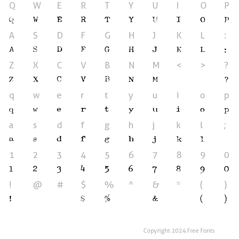 Character Map of Typewriter-Font (Royal 200) Regular