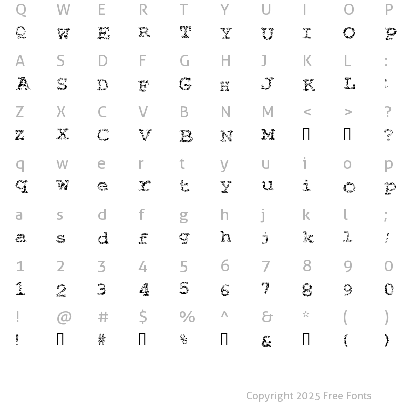 Character Map of Typewriter from hell Regular