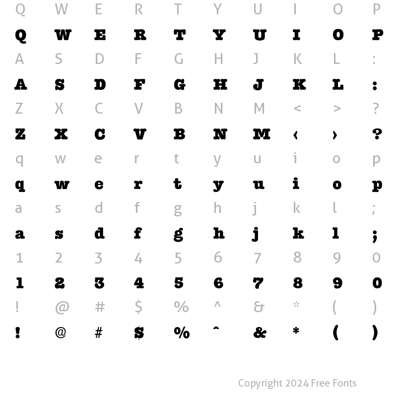 Character Map of Typewriter-Heavy Regular