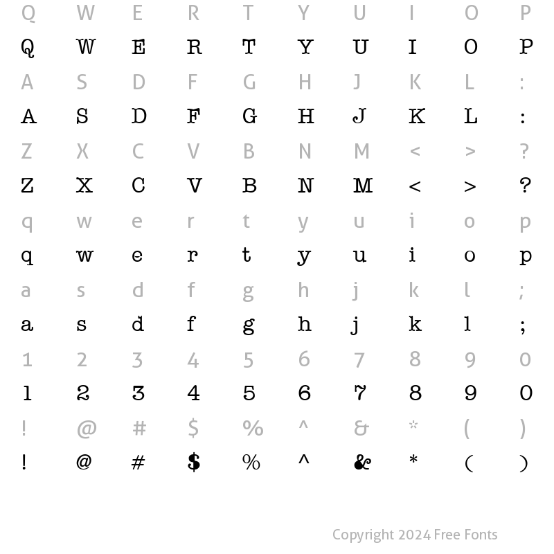 Character Map of Typewriter Normal