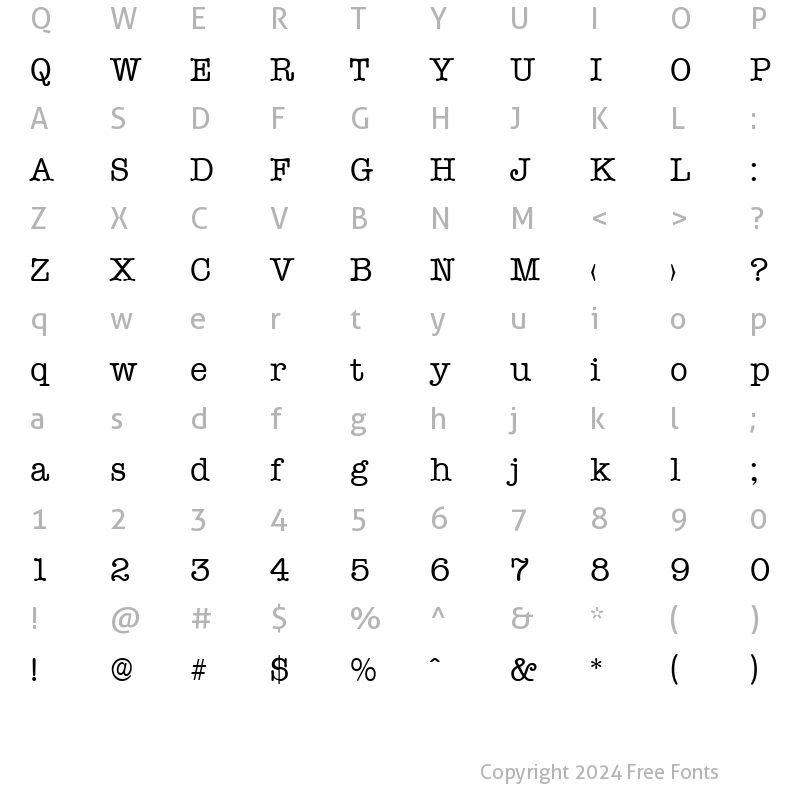 Character Map of Typewriter-Regular Regular