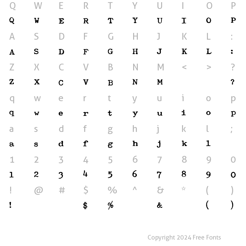 Character Map of Typewriter Royal 200 Regular