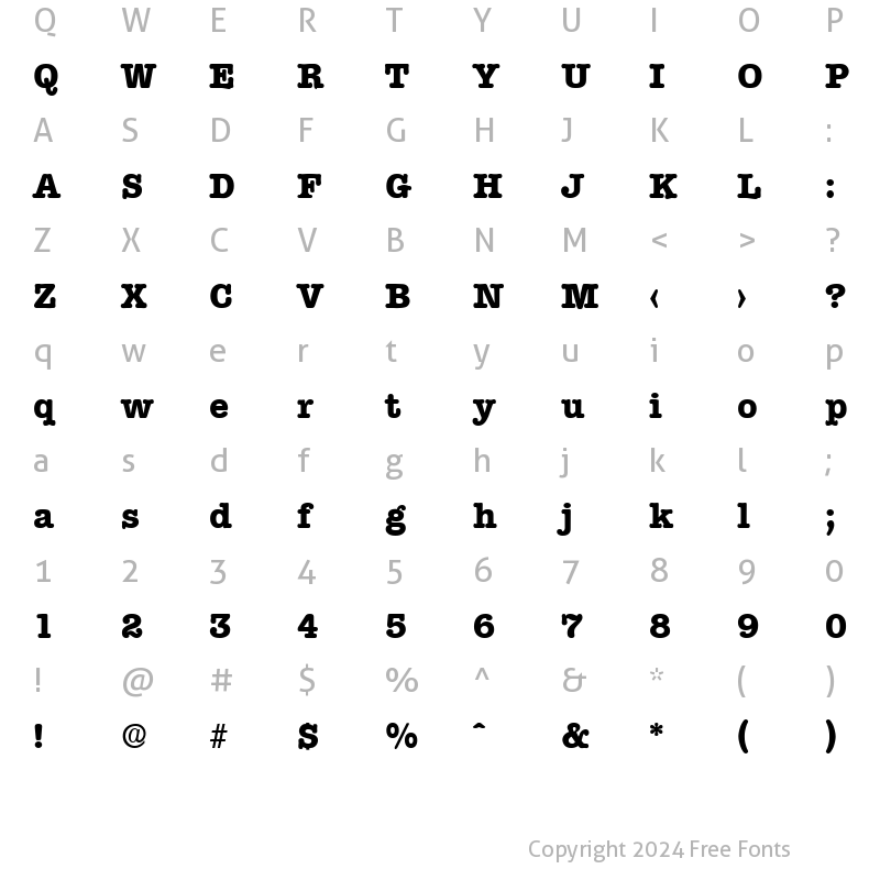 Character Map of Typewriter-Serial-ExtraBold Regular