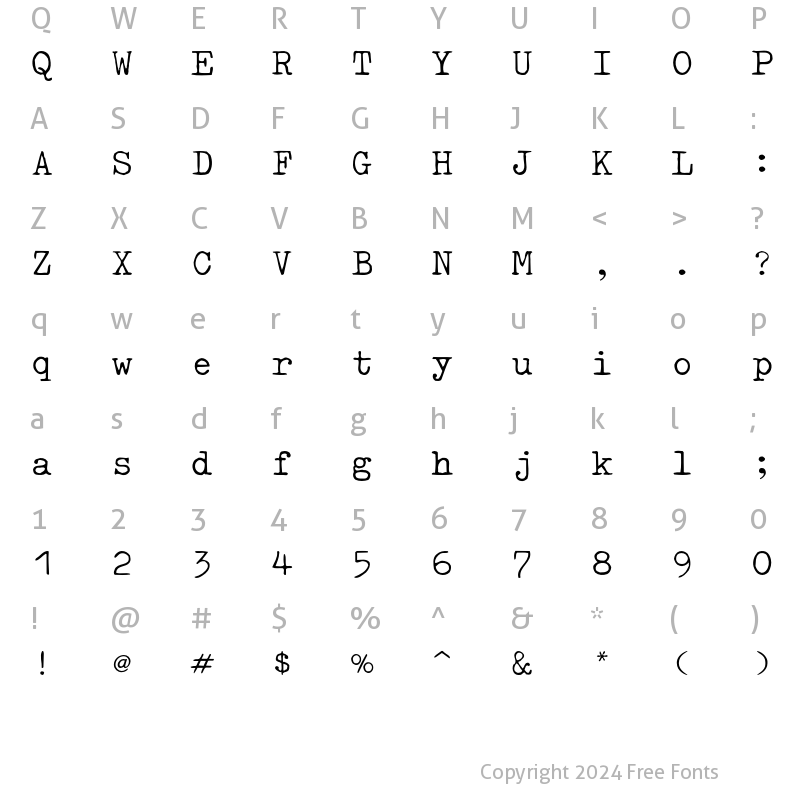 Character Map of TypewriterType Regular