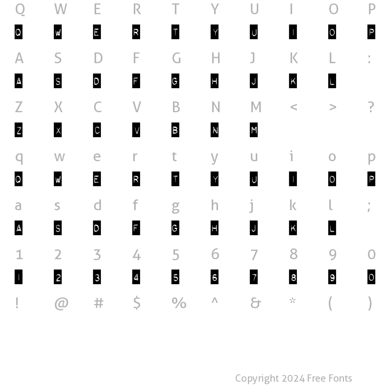 Character Map of Typo Negative Regular