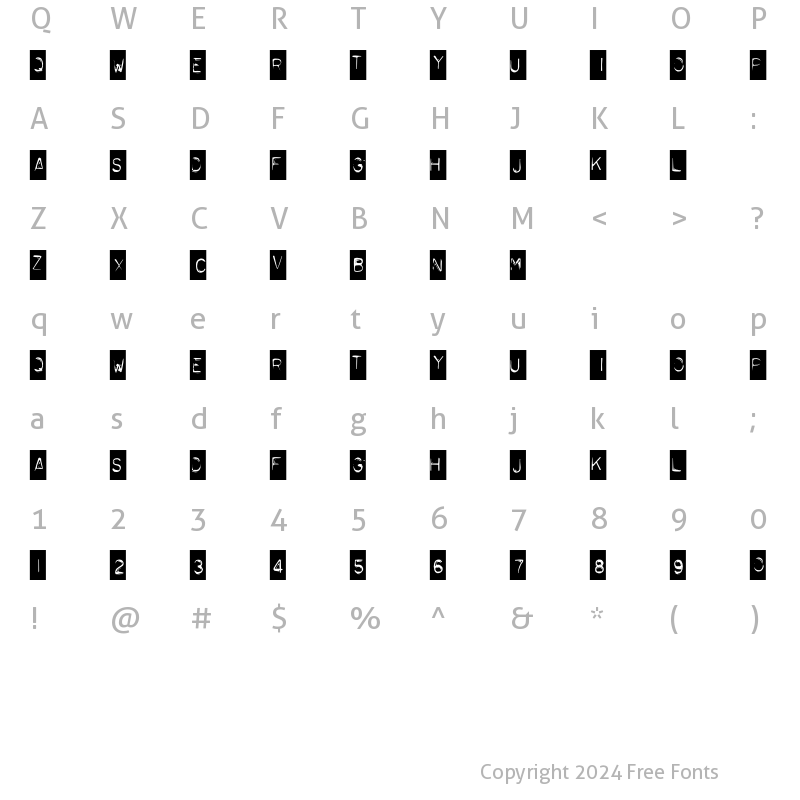 Character Map of Typo NegativeDistressed Regular