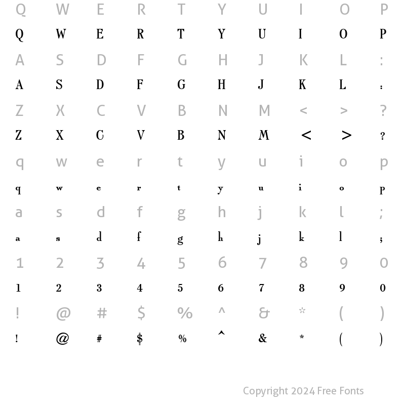 Character Map of Typo Roman ATT Regular