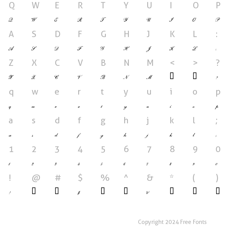 Character Map of Typo Script HPLHS