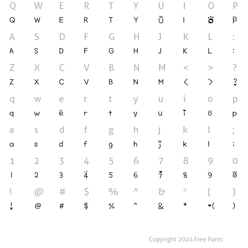 Character Map of Typo_BearRabbit L