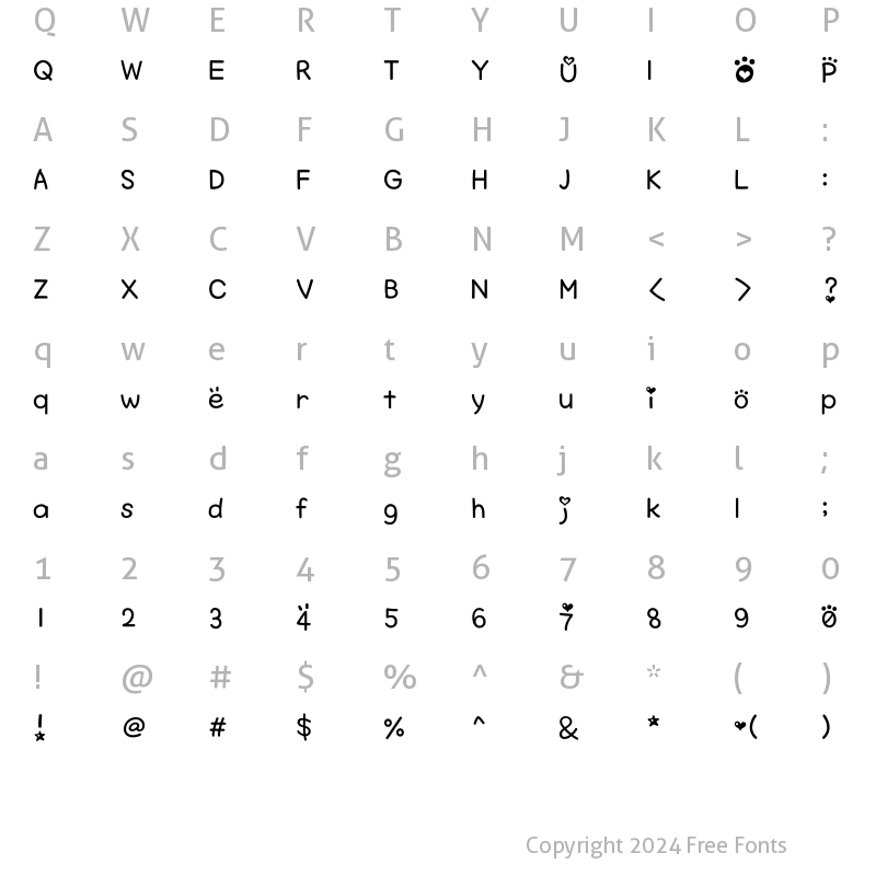 Character Map of Typo_BearRabbit M