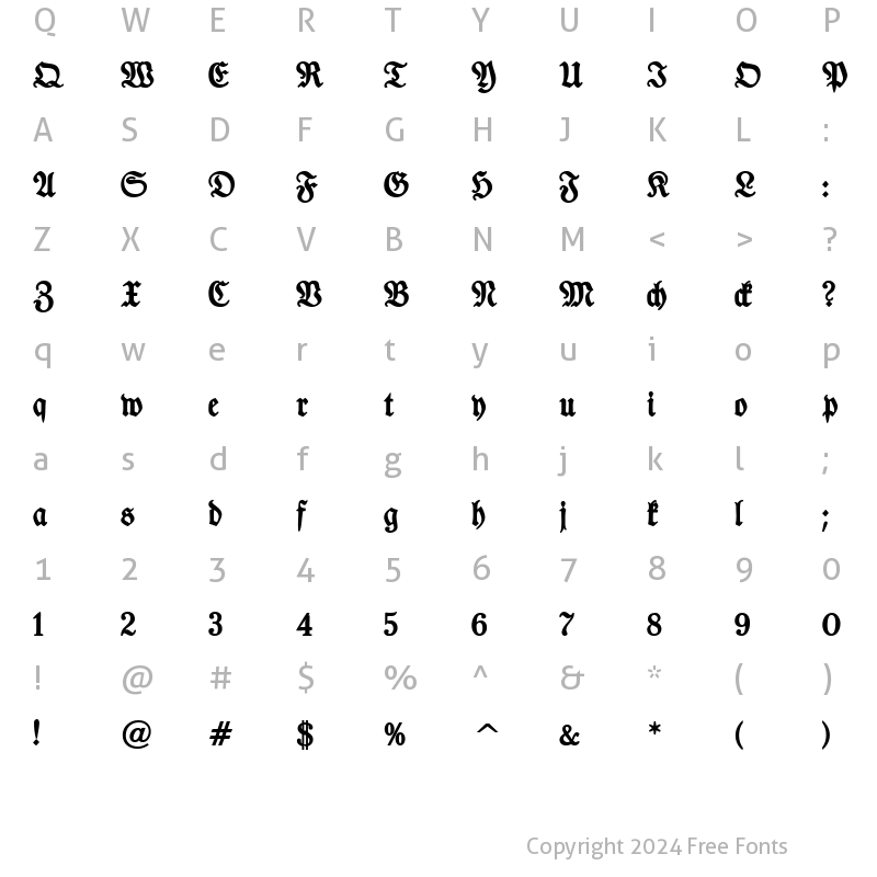 Character Map of TypographerFraktur Bold