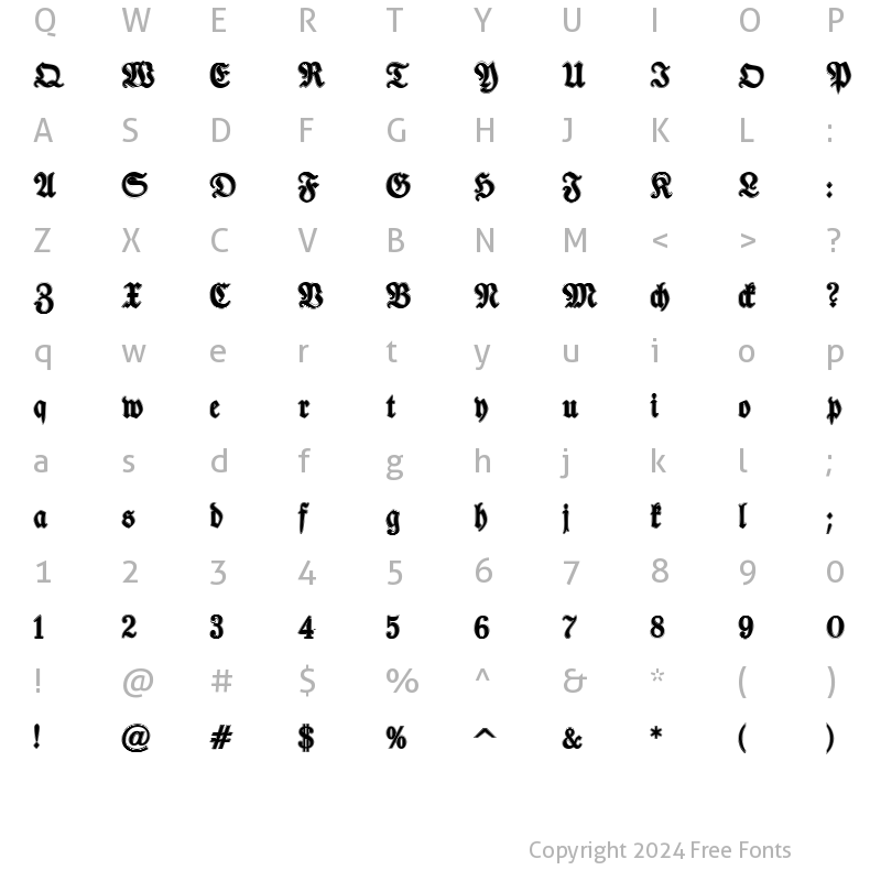 Character Map of TypographerFraktur Contour Regular