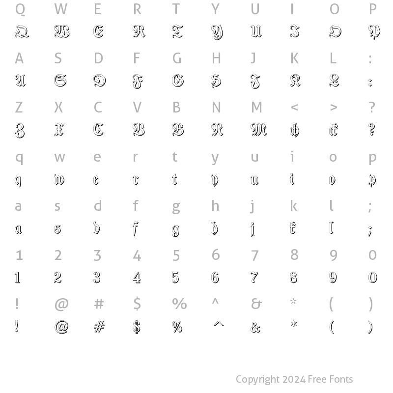 Character Map of TypographerFraktur Shadow Regular